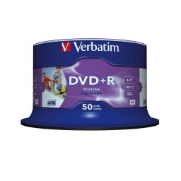 DVD+R VERBATIM 4.7 GB, 120 min, viteza 16x, Single Layer, spindle, printabil, "Wide Inkjet Printable", 50 buc/set