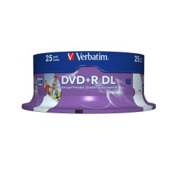 DVD+R VERBATIM 8.5 GB, 240 min, viteza 8x, Double Layer, spindle, printabil, "Wide Inkjet Printable", 25 buc/set