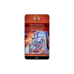 Set creioane colorate KOH-I-NOOR POLYCOLOR, 12 bucati, cutie metalica