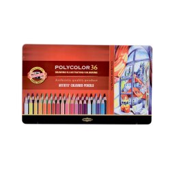 Set creioane colorate KOH-I-NOOR POLYCOLOR, 36 bucati, cutie metalica