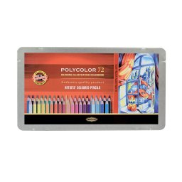 Set creioane colorate POLYCOLOR KOH-I-NOOR, 72 bucati, cutie metalica