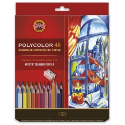 Set 48 creioane KOH-I-NOOR Polycolor + ascutitoare + 2 creioane grafit 1500