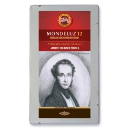 Set 12 creioane colorate KOH-I-NOOR Aquarell MONDELUZ, cutie metalica, gri