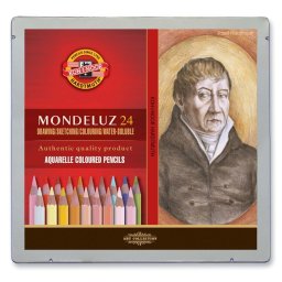 Set 24 creioane colorate KOH-I-NOOR Aquarell MONDELUZ, cutie metalica, portrait