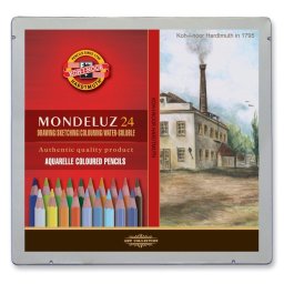 Set 24 creioane colorate KOH-I-NOOR Aquarell MONDELUZ, cutie metalica, landscape