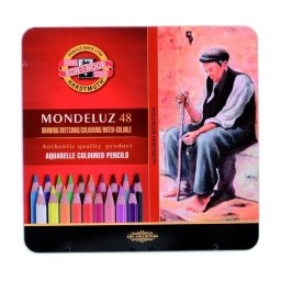 Set 48 creioane colorate KOH-I-NOOR Aquarell MONDELUZ, cutie metalica, culori asortate