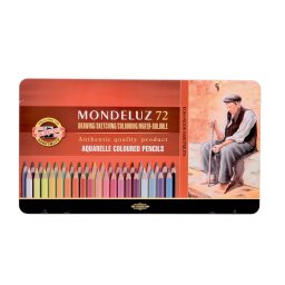 Set 72 creioane colorate Aquarell MONDELUZ, cutie metalica, culori asortate
