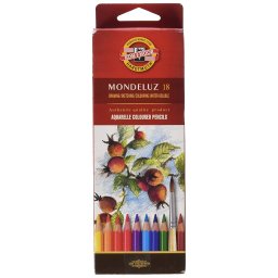 Set 18 creioane colorate Aquarell MONDELUZ FRUCTE KOH-I-NOOR, cutie carton, culori asortate