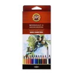 Set 24 creioane colorate KOH-I-NOOR Aquarell MONDELUZ FRUCTE, cutie carton, culori asortate