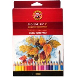 Set 36 creioane colorate Aquarell MONDELUZ FRUCTE KOH-I-NOOR, cutie carton, culori asortate