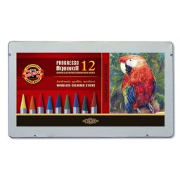 Set 12 creioane colorate fara lemn PROGRESSO AQUARELL KOH-I-NOOR