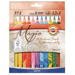 Set 12 creioane colorate triunghiulare KOH-I-NOOR MAGIC JUMBO + blender