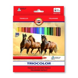 Set 36 creioane colorate KOH-I-NOOR TRIOCOLOR JUMBO, diametru 9,6 mm