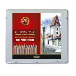 Set creioane mina pastel uscat GIOCONDA KOH-I-NOOR in cutie metalica, 48 buc/set