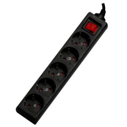 Prelungitor 5 prize, 1,8m, priza cu protectie Spacer Defender, negru