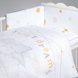 Albero Mio set lenjerie imprimata satinata 5 piese - My Little Star grey-gold