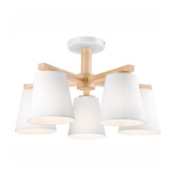 Lustr ELLIE 5xE27/60W/230V alb/buc montat pe tavan