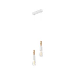 Lustr pe cablu SIMON 2xE27/60W/230V alb/fag
