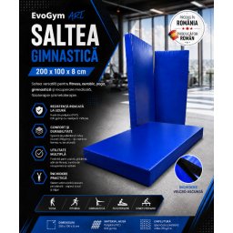 Saltea gimnastica din PVC 200x100x8 cm albastra