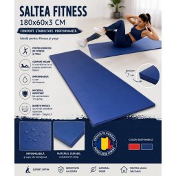 Saltea fitness 180x60x3 cm, bleumarin