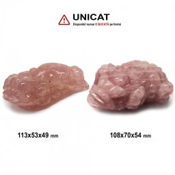 Broasca avand Trei Picioare si Banut in Gura din Cuart Roz Natural - 108-113 x 53-70 x 49-54 mm