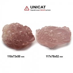 Broasca avand Trei Picioare si Banut in Gura din Cuart Roz Natural - 110-117 x 73-78 x 50-52 mm