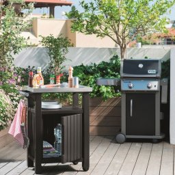 Dulap terasa exterior, din plastic, pentru accesorii bucatarie, culoare graphite, 1 usa, Keter, Unity, 70 x 54 x 90 cm, rezistent la apa