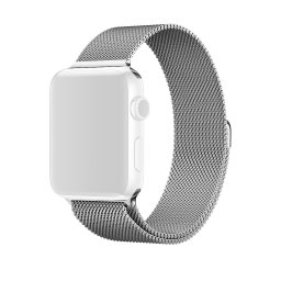 Curea Apple Watch 38mm Series 1,2,3,4 sau 5 de 40mm metalica argintie Milanese cu inchidere magnetica