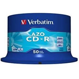 Blank Cd-R Verbatim Azo 52x 700mb 25pk Spindle Wide Inkjet Printable Id Branded "43439