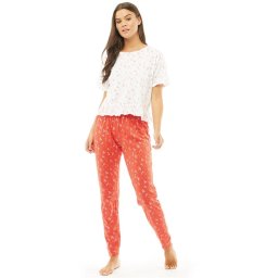 Brave Soul Xmas T-And Pant Set White/Red