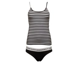 French Connection StCami And Plain Briefs Set Black/White Stripe