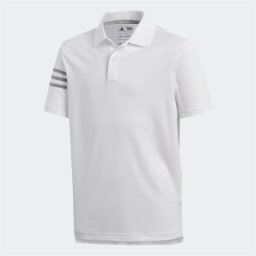adidas Junior 3 Stripes Golf Polo White