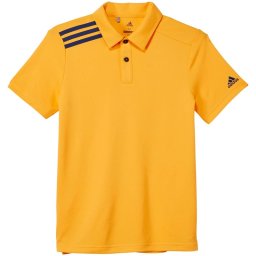 adidas Junior 3 Stripes Solid Golf Polo Real Gold