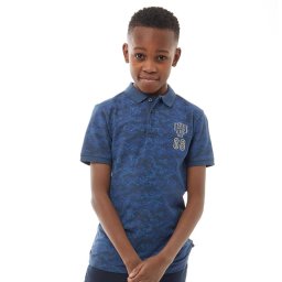 Farah Junior Subtle Camo Polo Dark Denim
