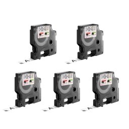 Set 5 benzi DYMO LabelManager 12 mm negru pe alb pentru documente, bibliorafturi, rafturi si organizare generala S0720530
