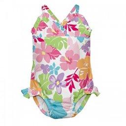Costum de baie fetita cu scutec inot integrat IPlay Multicolor SPF50+
