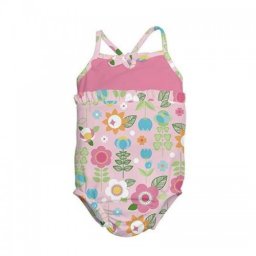 Costum de baie fetita cu scutec inot integrat IPlay Pink Flowers SPF50+
