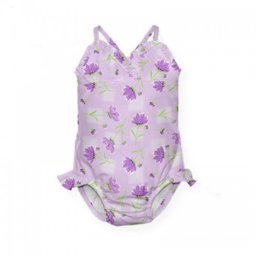 Costum de baie fetita cu scutec inot integrat IPlay Purple Flowersr SPF50+