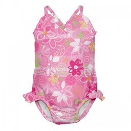 Costum de baie fetita cu scutec inot integrat IPlay Wild Flowers SPF50+