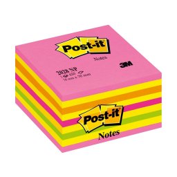 Notes adeziv 76 x 76 mm, 450 file cub neon, Post-it 3M, roz/galben
