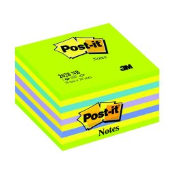 Notes adeziv 76 x 76 mm, 450 file cub neon, Post-it 3M, verde/galben