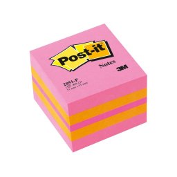 Minicub notite adezive Post-it, 51 x 51 mm, 400 file, roz/galben