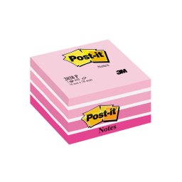 Cub notite adezive Post-it Aquarelle, 76 x 76 mm, 450 file, roz pastel