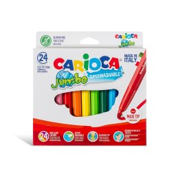 Carioca super lavabila, varf gros 6mm, 24 culori/cutie, CARIOCA Jumbo