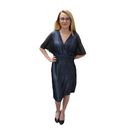 Rochie de seara Ynez cu aplicatii de margele,nuanat de bleumarin (Marime: 46, Culoare: BLEUMARIN)