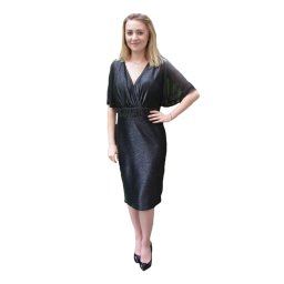 Rochie de seara Ynez cu aplicatii de margele,nuanat de negru (Marime: 48, Culoare: NEGRU)