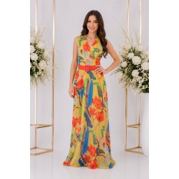 Rochie Amelia de vara ,cu imprimeu floral multicolor (Marime: 40, Culoare: MULTICOLOR)