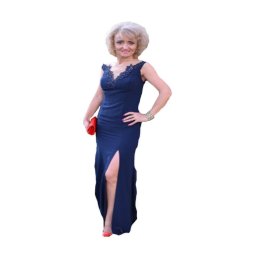 Rochie lunga de seara, bleumarin, spatele gol, decolteu in V (Marime: 40, Culoare: BLEUMARIN)