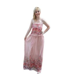 Rochie plamanie de vara, model lung cu elastic si bretele subtiri (Marime: 42, Culoare: PLAMANIU)