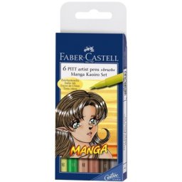 Marker caligrafic Pitt Artist Pen Manga Kaioro 6 buc/set Faber-Castell